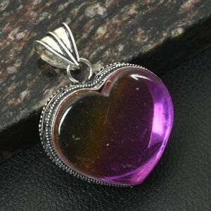 Kunzite Gemstone Sterling Silver Antique Design Heart Pendant